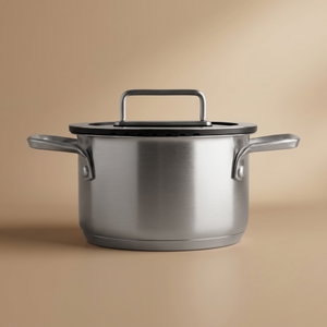 Robust stainless steel cooking pot, 20 x 11.5 cm, glass lid - transparent silver product image