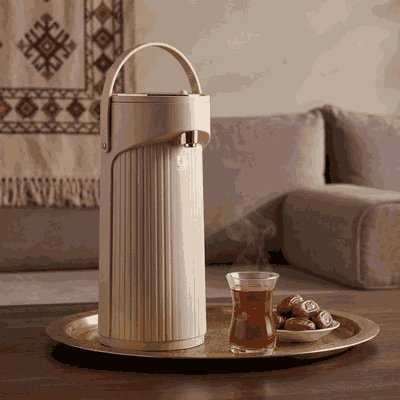 ترمس الجود جلوري، 2.2 لتر، حافظة داخلية زجاج - بيج ذهبي product image 2