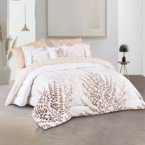 طقم لحاف ساليرنو مايكروفايبر، 240x260 سم، نفرين، 9 قطع - ابيض بيج product image