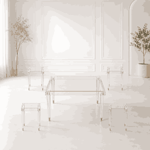 طقم طاولات اكريلك و زجاج، 5 قطع - شفاف product image