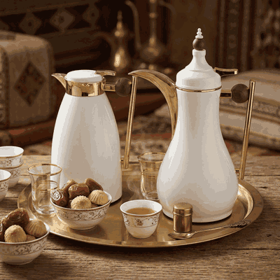 طقم ترامس آلاء السيف غاليري، 1 / 1لتر، قطعتين، حافظة داخلية زجاج حراري، هيكل خارجي استيل - `أبيض product image 2