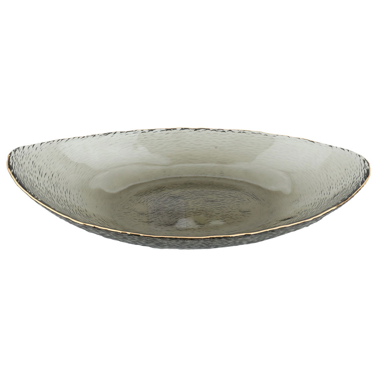 Al Saif Gallery glass plate, 4 x 31 x 14.7 cm, gold rim, oval - light gray product image