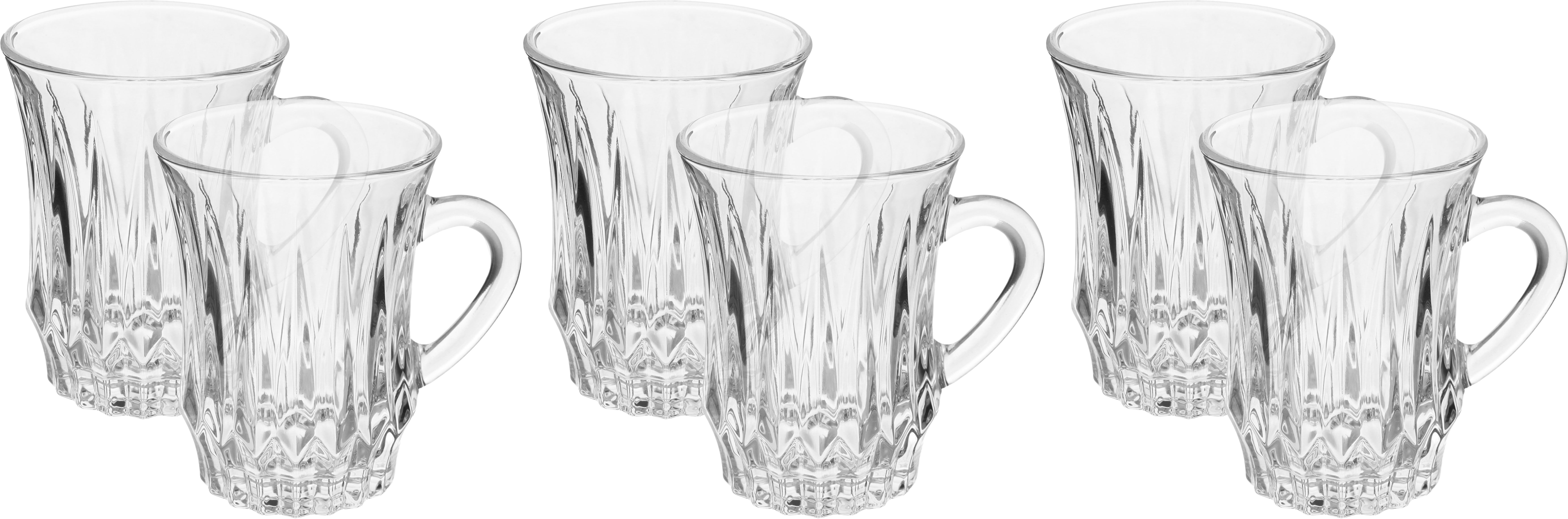 Al Saif Gallery glass tea cups set, with handle, 6 pieces - transparent product image