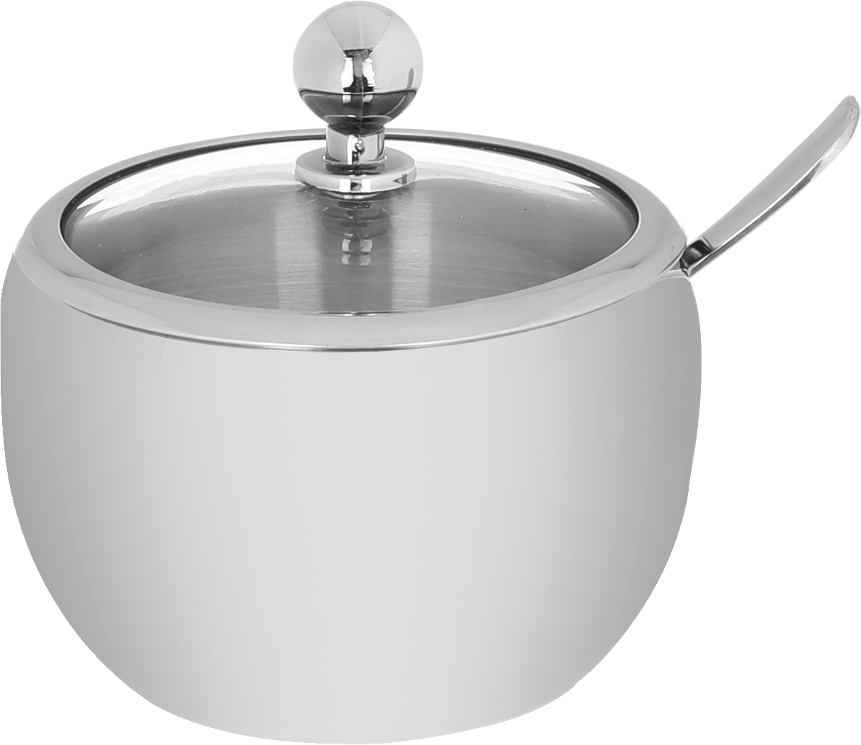 Alsaif Gallery sugar bowl with steel spoon, 300 ml, 9x9 cm - silver product image