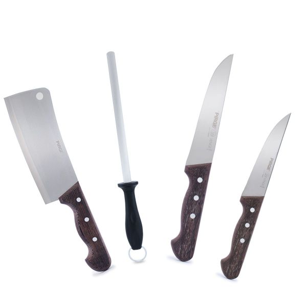 Al Saif Gallery 3 in 1 steel knife set, black case, 5 pieces - brown product image 2