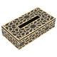 علبة مناديل خشب السيف غاليري، 23.5x13x6 سم، بنقش مذهب - أسود product image 1
