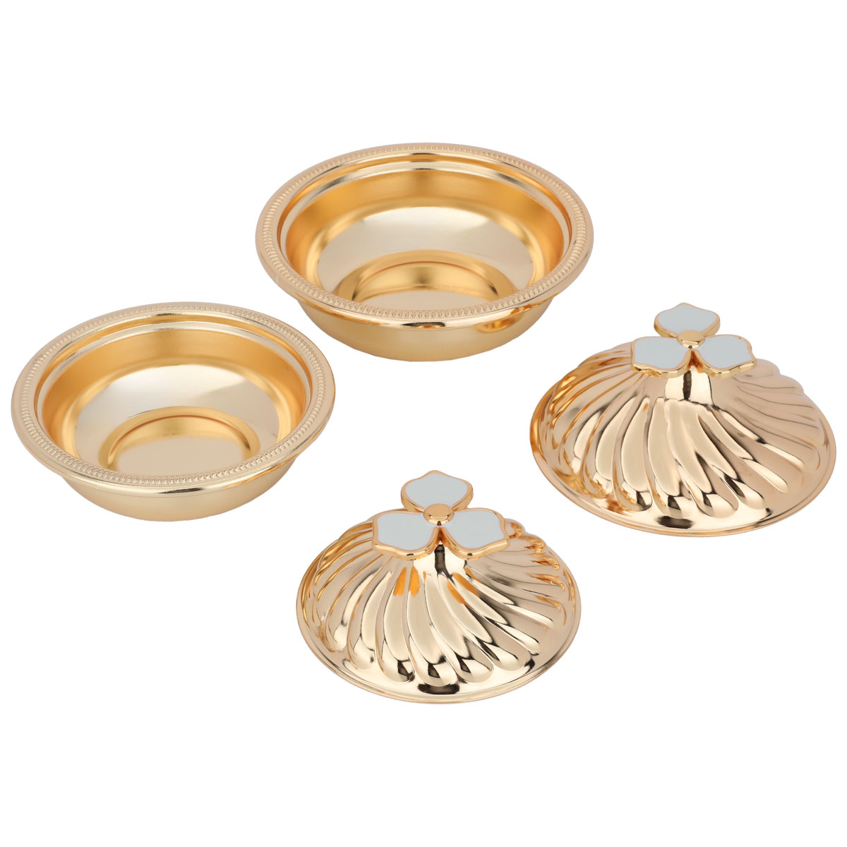 Alif Gallery Serving Trays Set With Dates, Steel, 3 Pieces - Gold product image 3