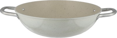 Saif Plus Granite Deep Frying Pan, 36cm, Deep Design, Two Stainless Steel Handles – Cream product image 1
