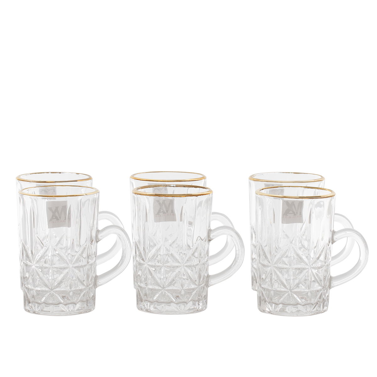 Al Saif Gallery Max Glass Tea Bialat Set, 6 Pieces, Glass Handle, Golden Line - Transparent product image