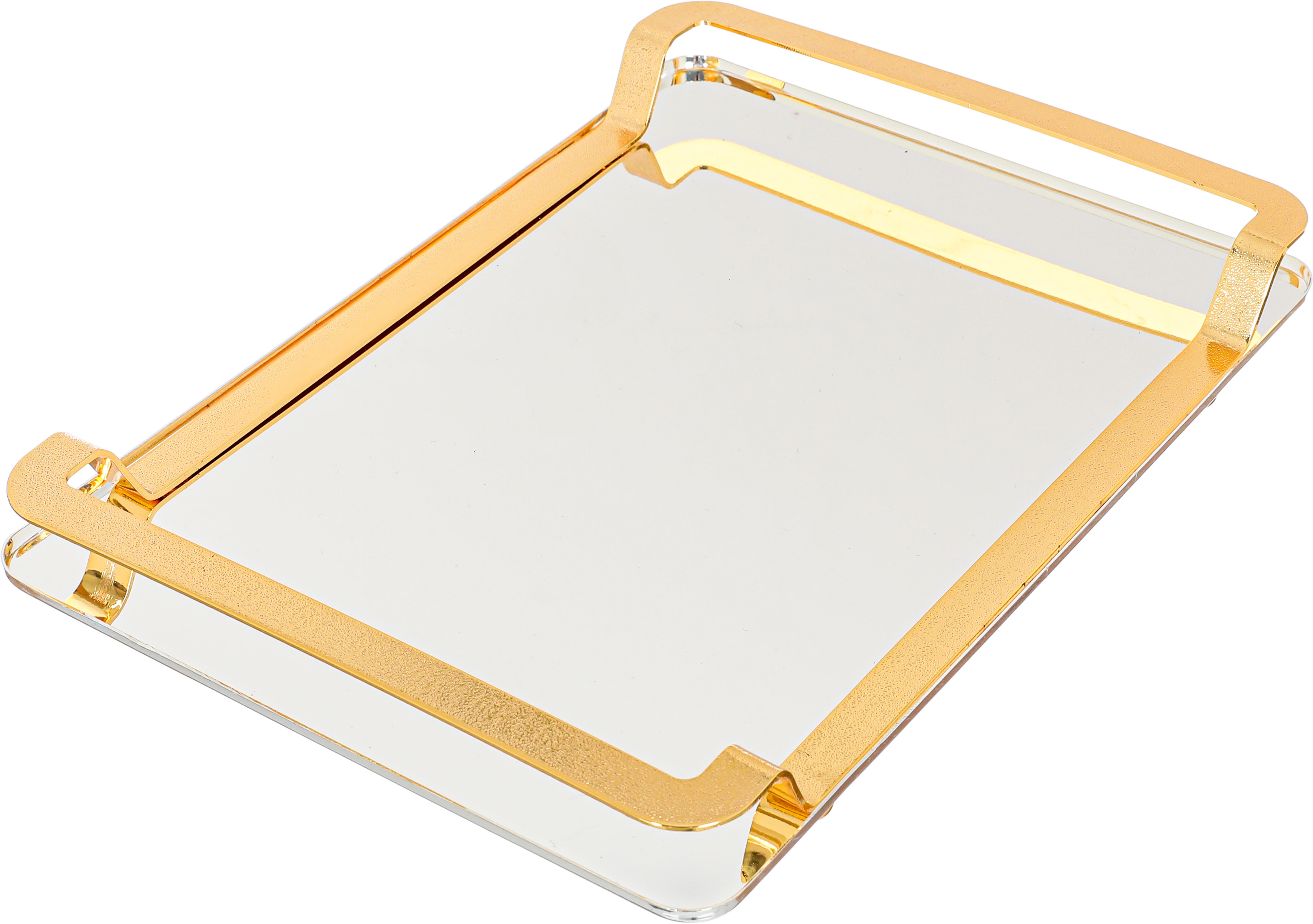 طوفرية استيل السيف غاليري، 33.5×23.5×3.3 سم، وسط، مستطيل، حواف ذهبي بيد - فضي product image 2