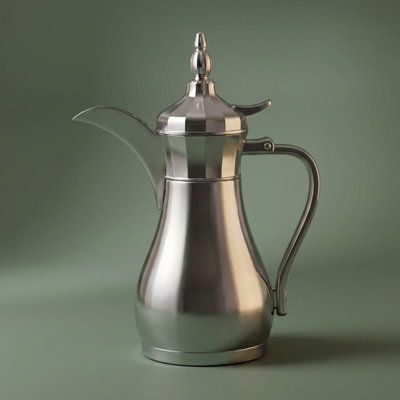 ترمس سليمان شكل دلة السيف غاليري، 1 لتر، حافظة داخلية استيل، هيكل خارجي استيل - فضي product image 1