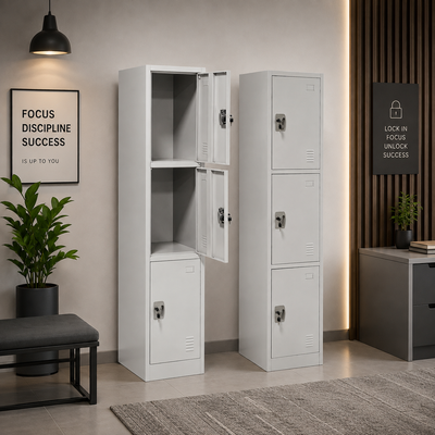 دولاب امانات حديد، 183×40×45 سم، 3 درفة - رمادي product image 1