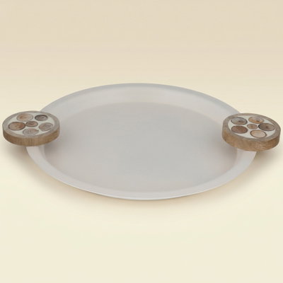 طوفرية تقديم ستانلس ستيل السيف غاليري، يد خشب، دائرية، 29x36x3.5 سم - كريمي product image 1