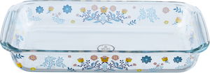 AlSaif Gallery Glass Oven Tray, 35 x 20 x 5 cm, 2.2 L, Rose Pattern - Clear Blue product image