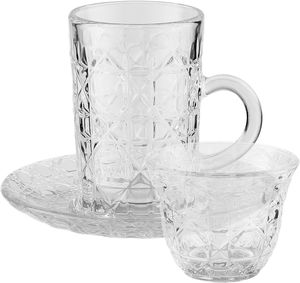 طقم بيالات و فناجين زجاج البيت الذهبي، 36 قطعة - شفاف product image