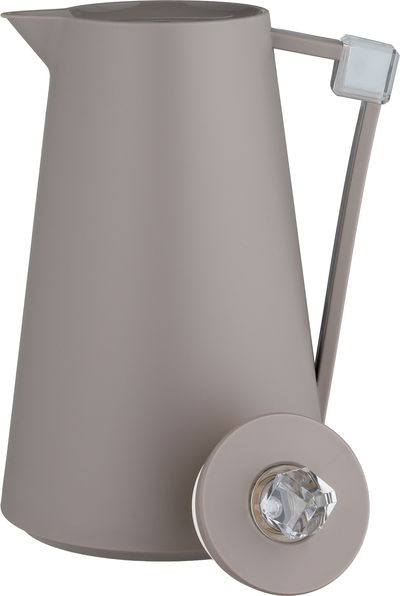 ترمس الماسة بلاستيك افريست، 1 لتر، حافظة داخلية زجاج، ضغاط - كابتشينو شفاف product image 4