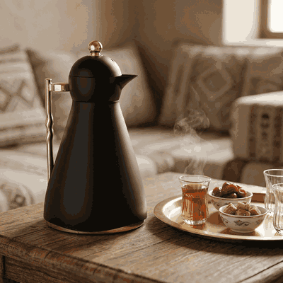 Noor Plastic Glory Thermos, 1 Liter, Glass Inner Container, Push Button, Gold-Black Handle product image 2