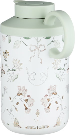 Timeless Hala  Thermos, Stainless Steel Inner Container, 1.2 Liter, Push Button - Light Green White product image 2