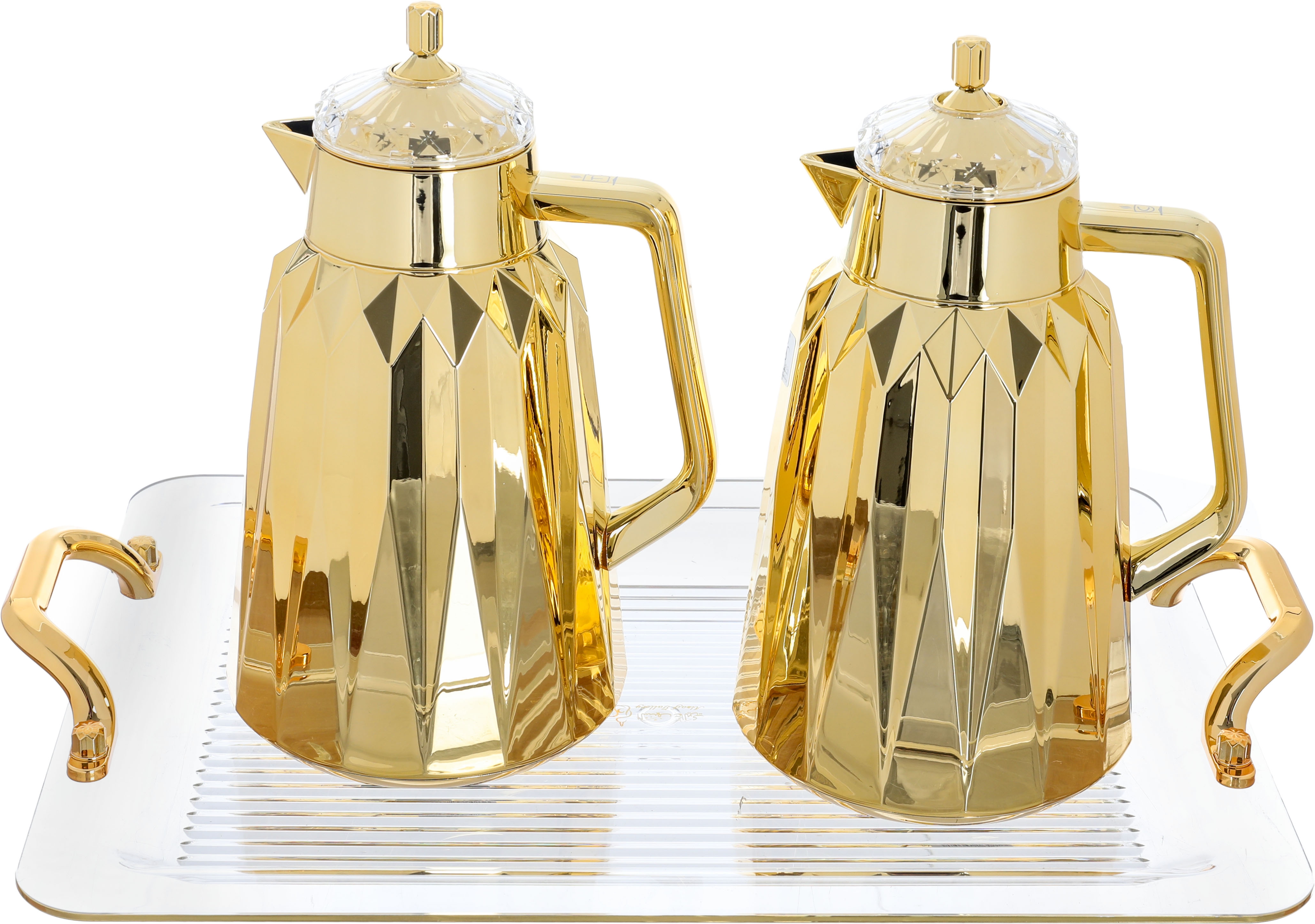Al Saif Gallery Lamia thermos set with Tofreya , glass inner container, plastic outer shell - gold product image
