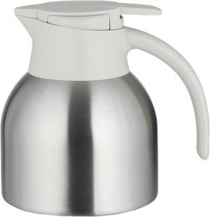 Aura Thermos, 1 liter, stainless steel inner container, stainless steel/plastic outer casing, pusher - creamy silver product image 2
