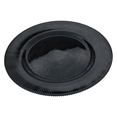 Al Saif Gallery glass dessert dish, 33 x 33 x 2 cm, round, marble - black product image 1