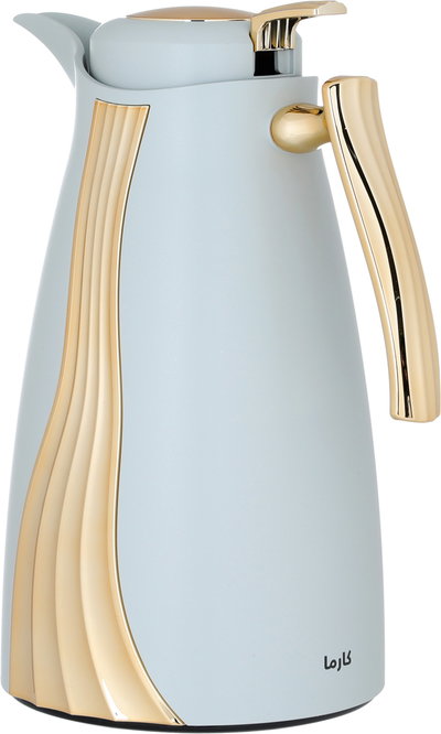 Al Saif Gallery Karma thermos set, 1 liter, golden handle, glass inner container, plastic outer shell - white and golden product image 3