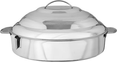 Al Saif Gallery Orbit Steel Indian Food Container, 17 Liters, Oval - Silver product image 1