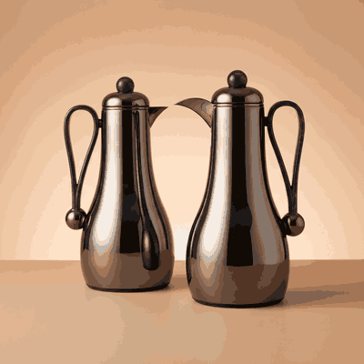 طقم ترامس غيم السيف غاليري، قطعتين، 1/1 لتر، حافظة داخلية زجاج، يد زرقاء - اسود لامع product image 1