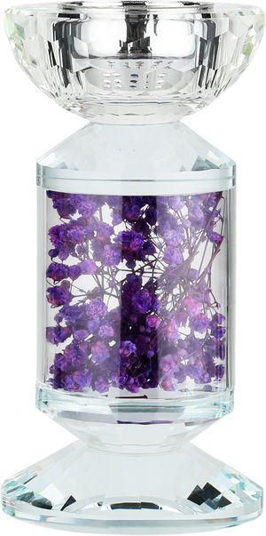 مبخرة زجاج السيف غاليري، مزينة زهور موف، 8x8x15 سم - شفاف product image 2