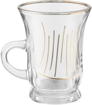 طقم بيالات شاي كيان زجاج السيف غاليري، بنقش ذهبي، 6 قطع - شفاف product image 2