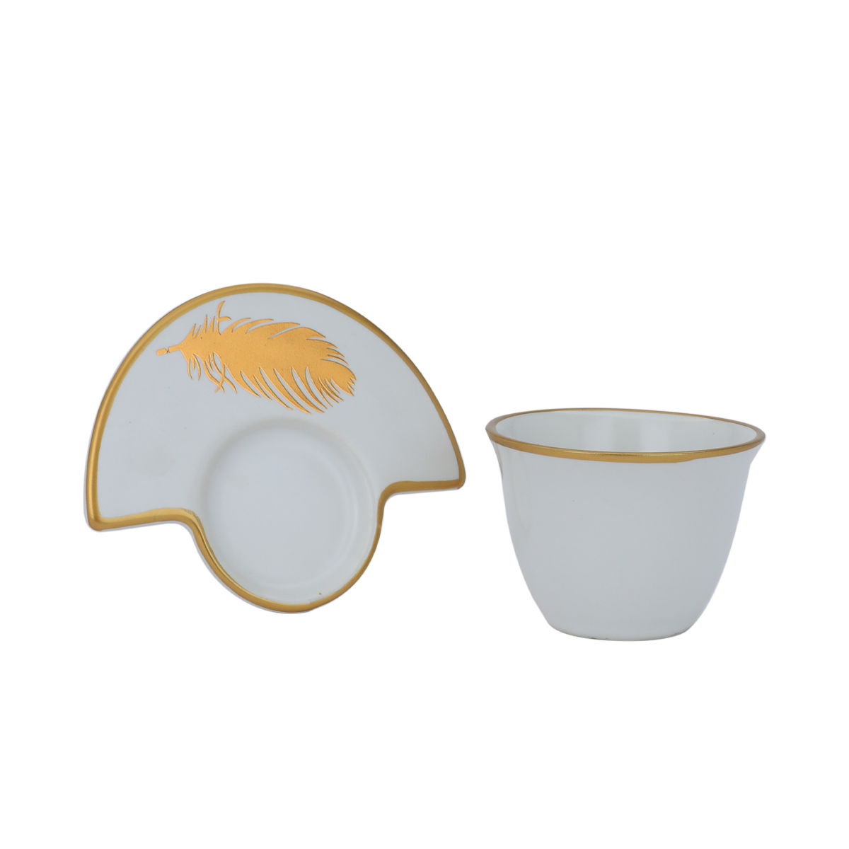 Al Saif Gallery porcelain coffee cup set, half saucer, 12 pieces - white product image 3