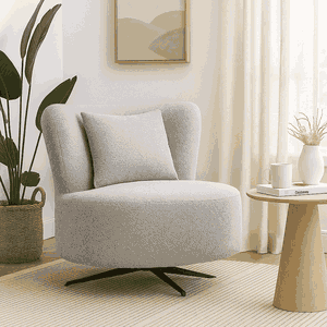 Modern Metal Chair, 85×80×75 Cm, Boucle Fabric - Gray product image