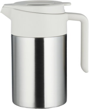 Aura Thermos, 1.2 Liter, Stainless Steel Inner Container, Stainless Steel/Plastic Outer Body, Push-Button - Creamy Silver product image 2