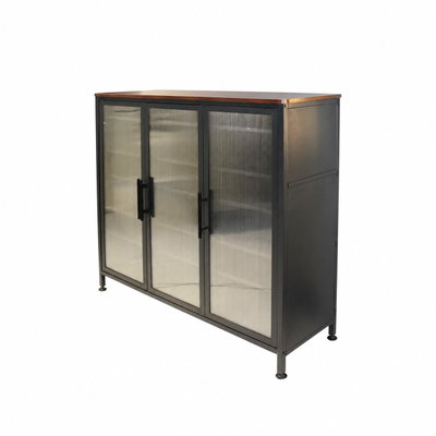 Modern buffet made of MDF wood and metal, 110×105×35 cm - Black brown product image 3