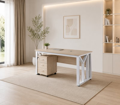 مكتب إداري خشب MDF، 160x80x75 سم - خشبي فاتح ابيض product image 3