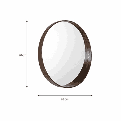 مراية دائرية زجاج، 90×90 سم، اطار معدن - بنى product image 3