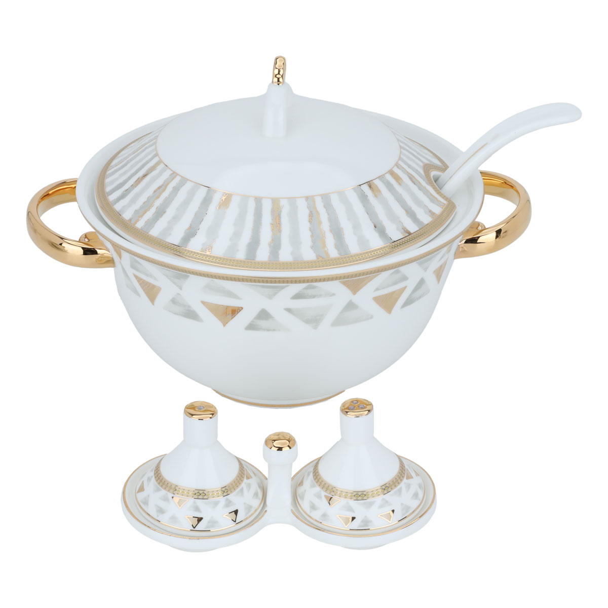 طقم سفرة بورسلان السيف غاليري، 62 قطعة - ابيض ذهبي product image 2