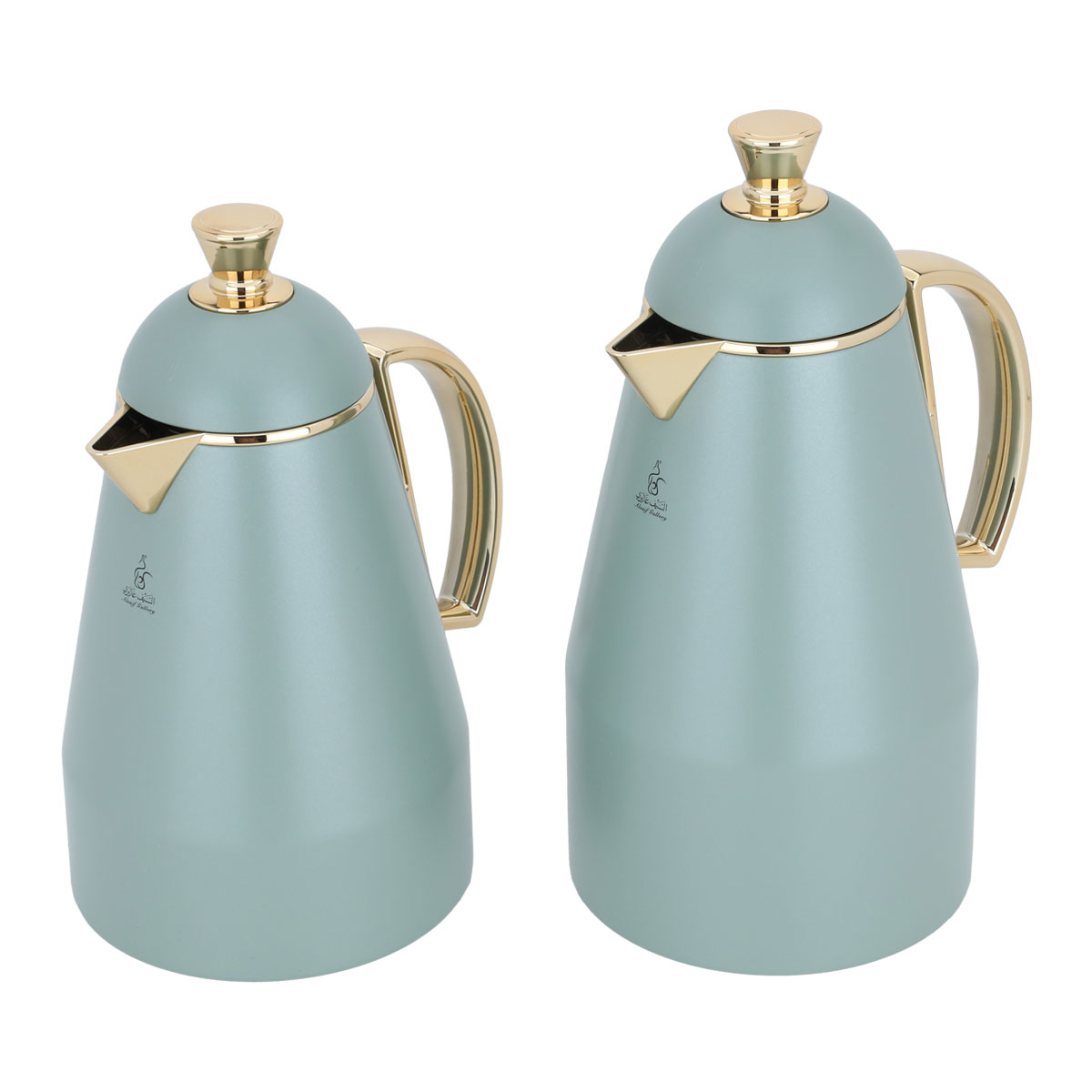 Al Saif Gallery thermos set, two pieces, 1 liter, glass inner container, plastic outer shell - light green product image 2