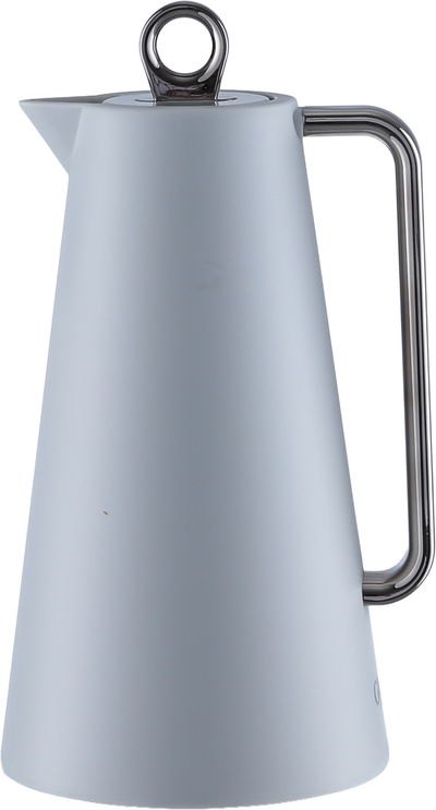 ترمس جلوري، 1 لتر، خامة داخلية زجاج، يد فضي، غطاء ضغاط - رمادي product image 1