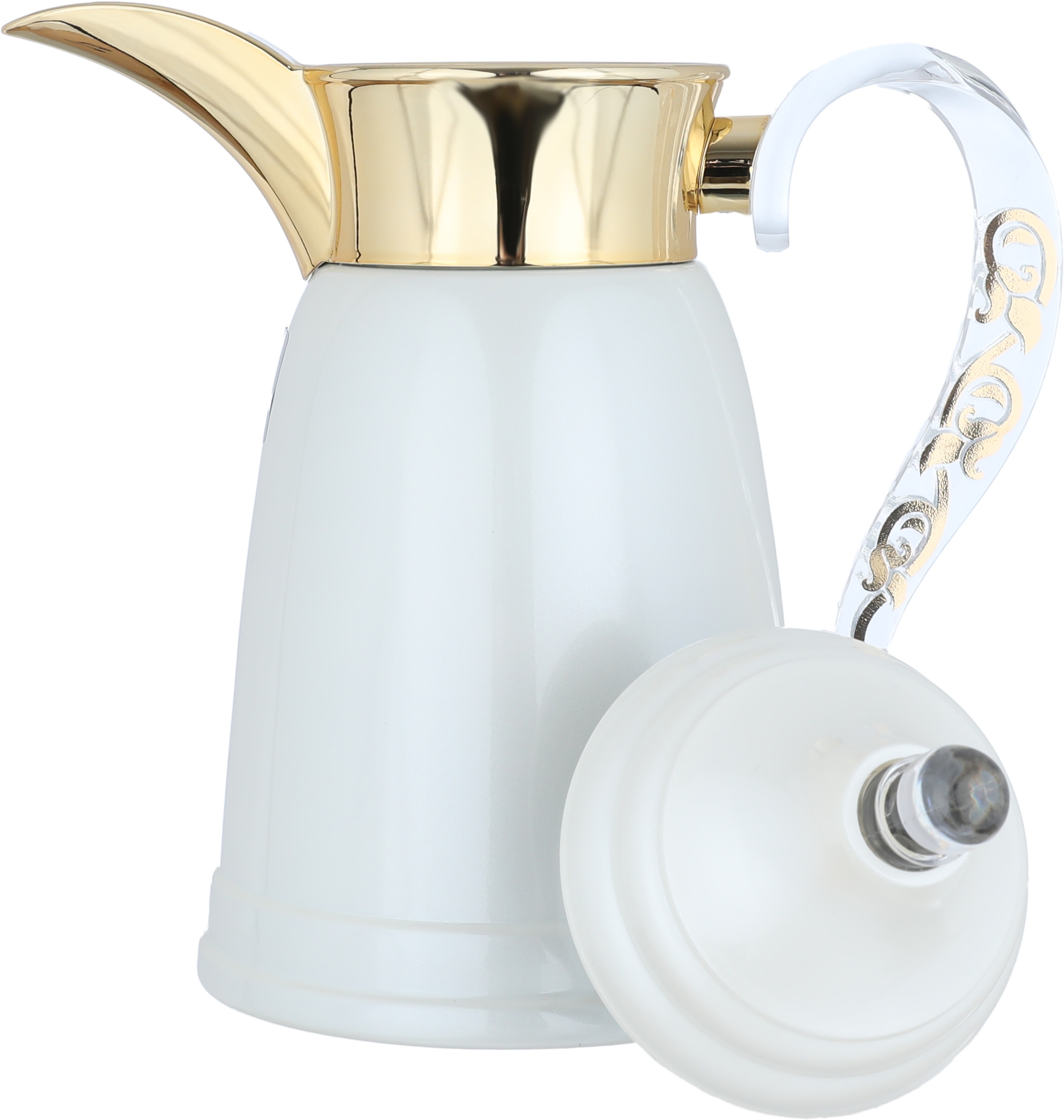 Dallah Tamim 8 Al Saif Gallery thermos, 0.35 liters, transparent handle, steel inner case, steel outer case - pearl gold product image 2