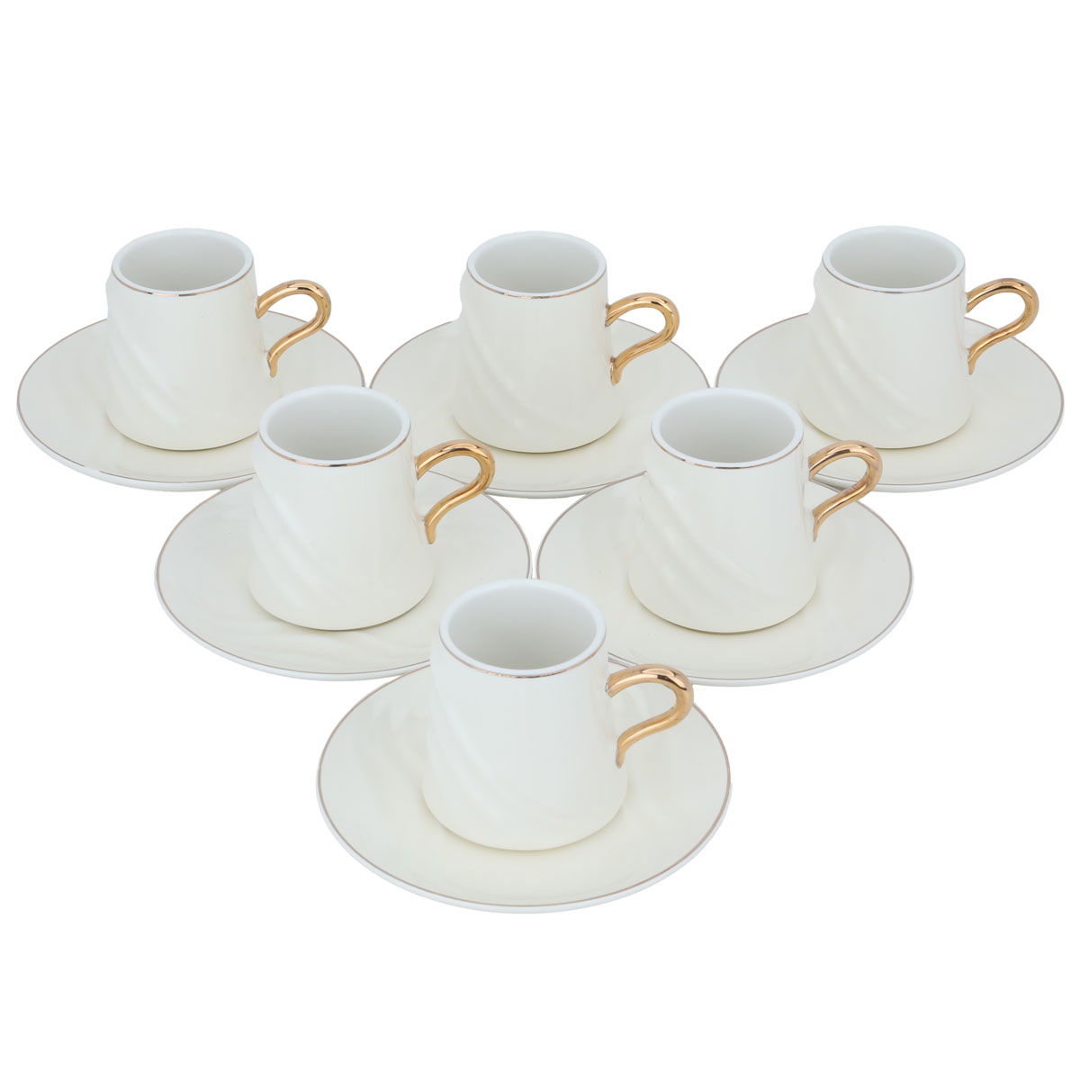 طقم فناجين قهوة بورسلان، 12 قطعة، صحن - أبيض product image 2