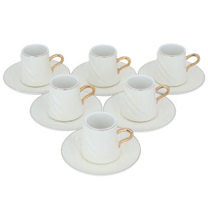 طقم فناجين قهوة بورسلان، 12 قطعة، صحن - أبيض product image 2