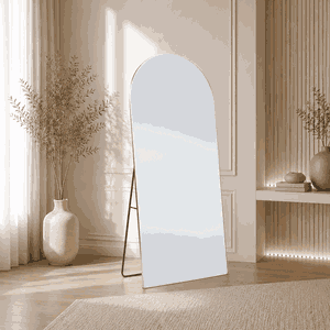 مراية ستاند زجاج، 180×80 سم، ستاند معدن - فضي product image