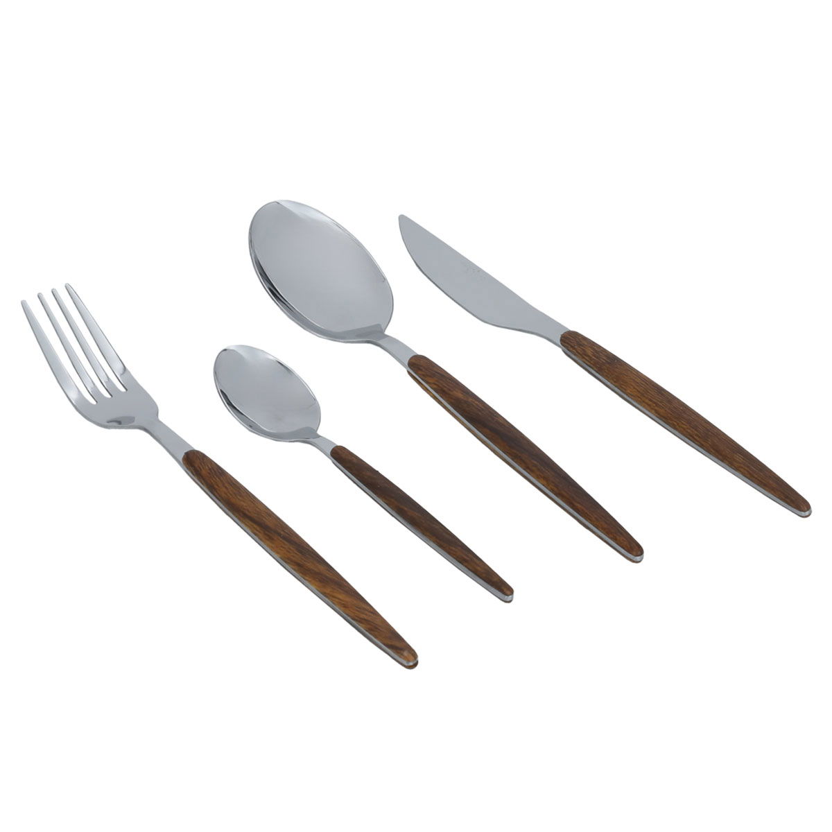 Al Saif Gallery Steel Spoons Set with Oval Stand, 24 Pieces - Silver/Wooden product image 3