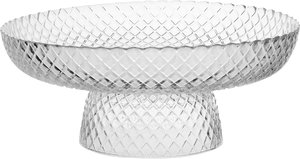 Al Saif Gallery Glass Serving Stand, Round, Engraved, 26X26X10 Cm - Clear product image