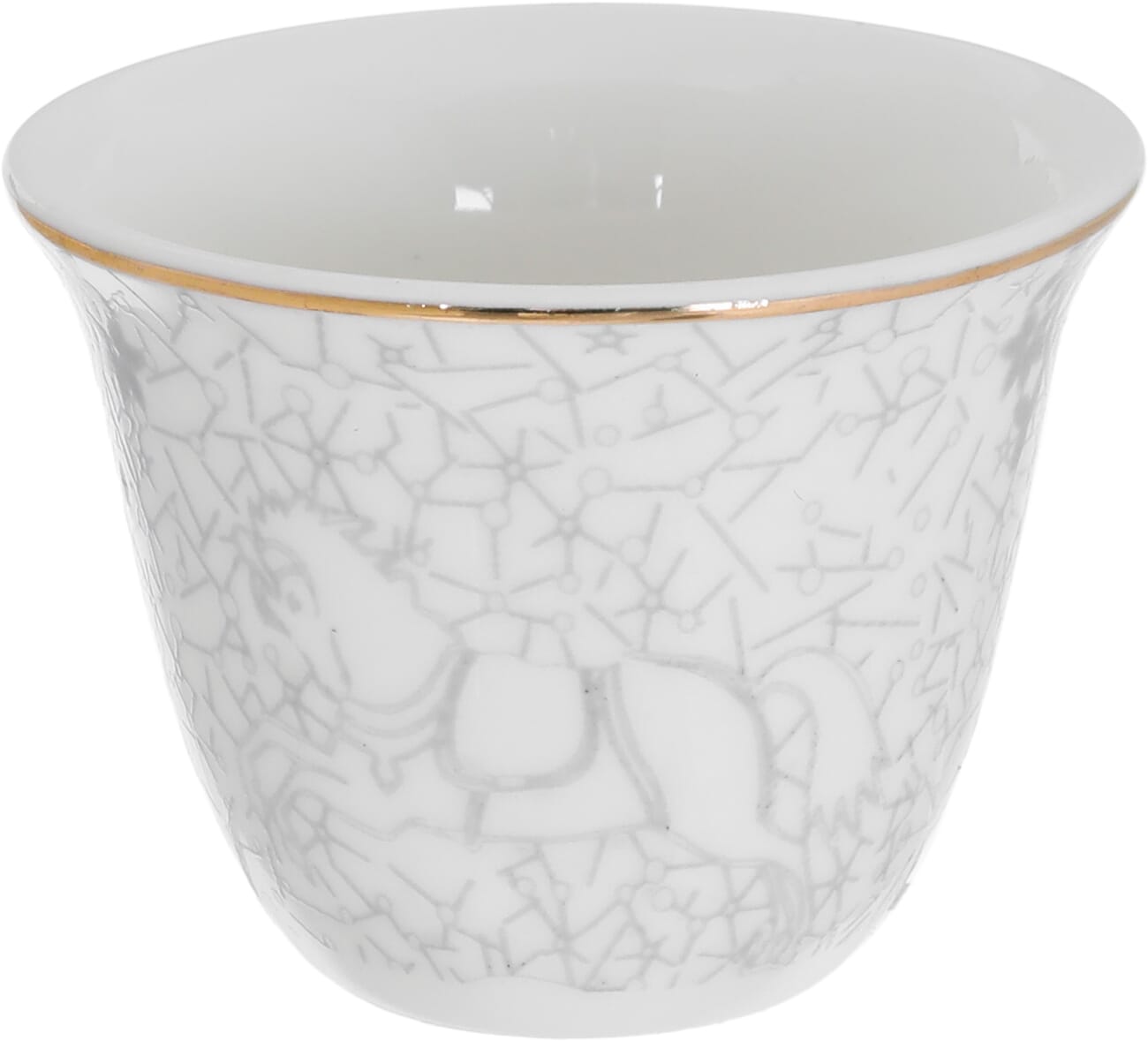 Al Saif Gallery Arabic Coffee Cups Set, 12 Pieces, 90 ml, Horse Pattern - White/Grey product image 3