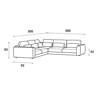 Modern Swedish wood sofa, 300 x 300 cm, Chanel fabric - off-white product image 2