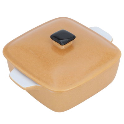 Al Saif Gallery Porcelain Oven Bowl, 250 ml, square, with lid, handle - yellow product image 3