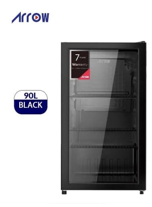 Arrow RO-110SCK No-Frost Mini Bar Refrigerator, 90 Liters, 3.2 Cubic Feet, 3 Shelves, Glass Door - Black product image 4