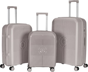 طقم شنط سفر بولي بروبيلين ليمرا، 3 مقاسات، 4 عجلات، بزاوية 360 درجة، LMA-PP528-3PCS - بيج product image